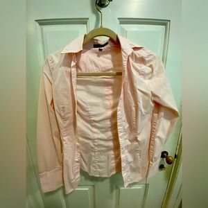 Express women pale pink button down long sleeve XS
